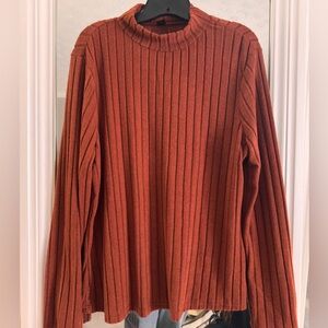 Shein Burnt Orange Mock Neck Long Sleeve